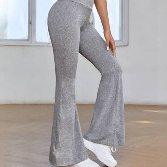 Vanilla Star Pants - •Vanilla Star Grey Fleece Lined High Rise Drawstring Flare Pants Small
